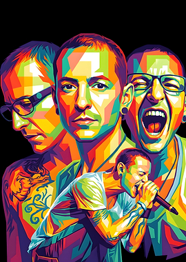 Chester Bennington Pop Art Collage