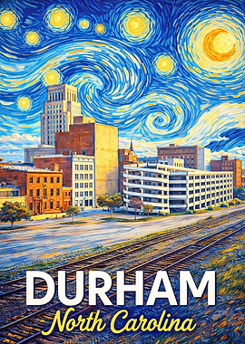 Durham North Carolina Starry Night Painting