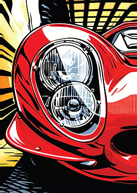 Red Sports Car Headlight Detail