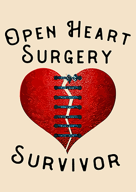 Open Heart Surgery Survivor Poster, Stitched Heart Recovery Wall Art Print