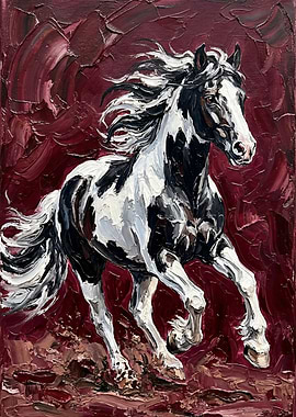 Galloping Paint Horse Painting