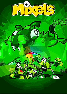 Mixels characters with a rainbow crystal