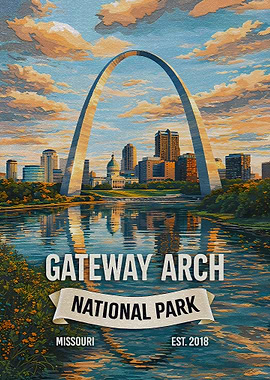 Gateway Arch National Park Vintage Poster