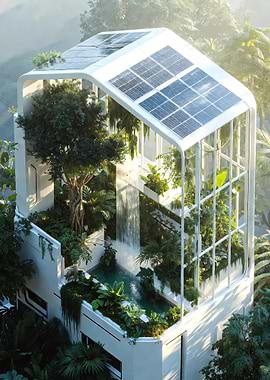 House with Waterfall