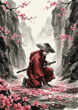 Samurai in Cherry Blossoms