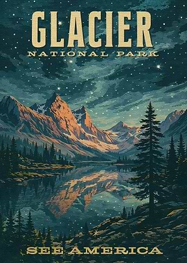 Glacier National Park Vintage Poster