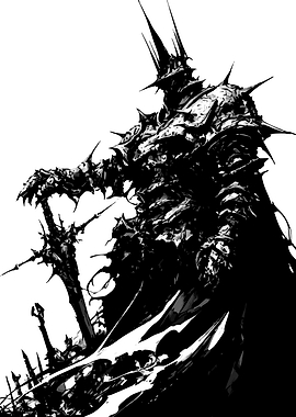 Dark Knight with Spiked Armor and Sword