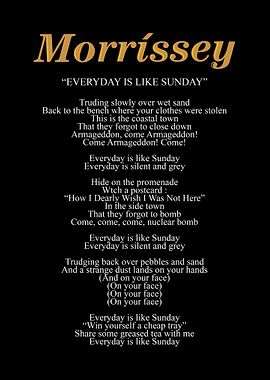 Morrissey Everyday is Like Sunday Lyrics