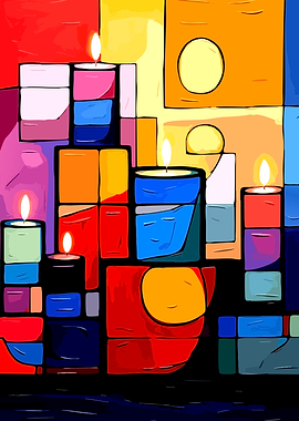 Abstract Candles with Geometric Shapes