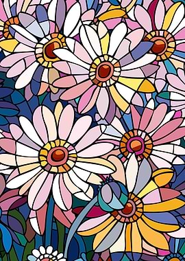 Stained Glass Daisy Pattern