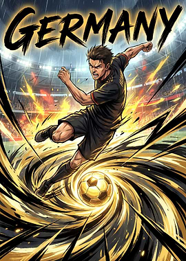 German Soccer Player Kicking Ball