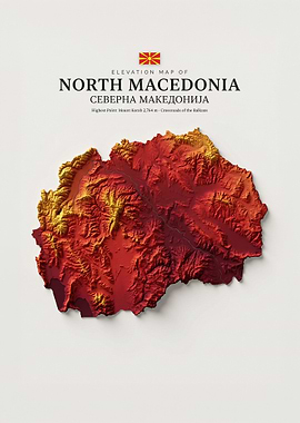 Elevation Map of North Macedonia