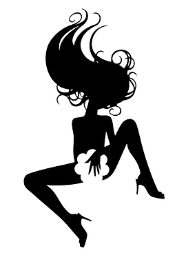 Silhouette of a woman with flowing hair