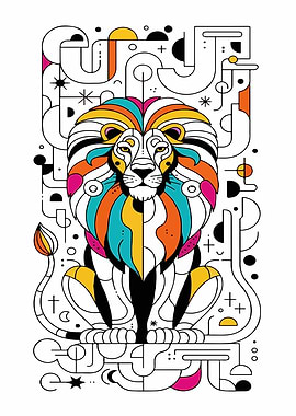 Stylized Lion Retro Popart