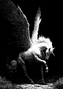 Winged Unicorn in Darkness