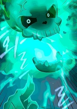 Glowing Skull Unleashing Energy