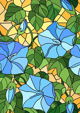 Stained Glass Morning Glories