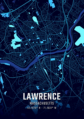 Lawrence Massachusetts Midnight City Map