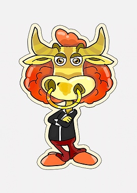 Cartoon Bull Character in Suit