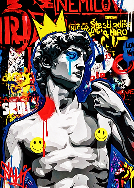 Graffiti David with Crown and Smileys