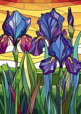 Stained Glass Irises in Bloom