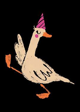 Dancing Goose Wearing a Party Hat