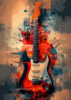 Abstract Electric Guitar Painting