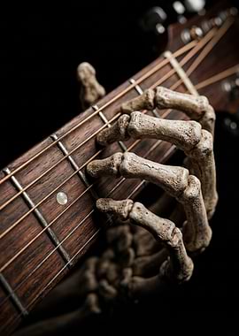 Skeleton Hand Playing Guitar