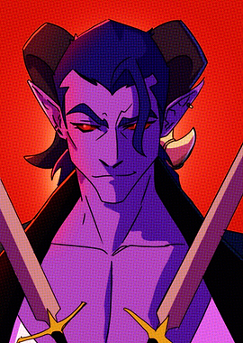 Purple Demon with Swords