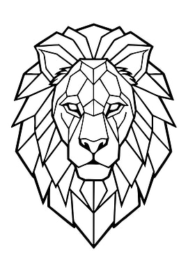 Geometric Lion Head Outline
