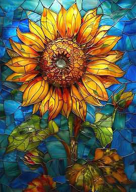 Stained Glass Sunflower Art