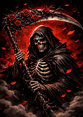 Grim Reaper with Roses Scythe