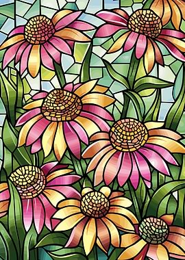 Stained Glass Echinacea Flowers