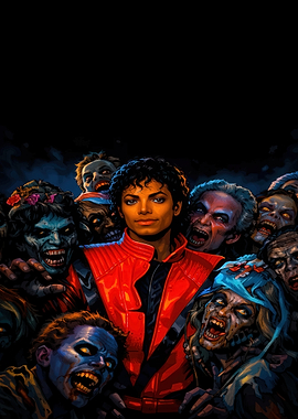 Michael Jackson surrounded by zombies