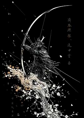 Samurai Archer with Cherry Blossoms