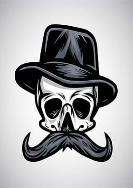 Skull With Hat And Mustache