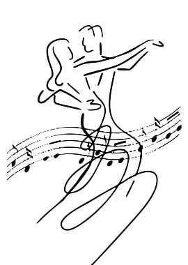Dancing Couple with Musical Notes