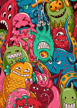Doodle Monsters Cartoon Art