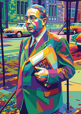 Leo Szilard Pop Art Style Holding a Book
