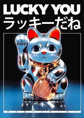 Lucky Cat with Text
