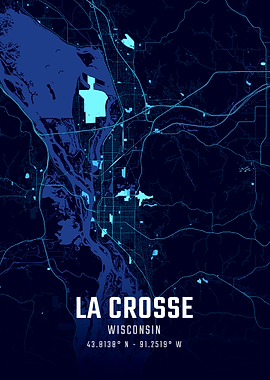 La Crosse Wisconsin Midnight City Map