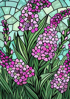 Stained Glass Pink Flowers