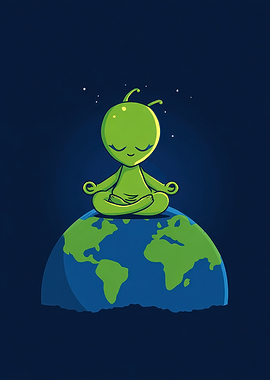 Meditating Alien on Earth