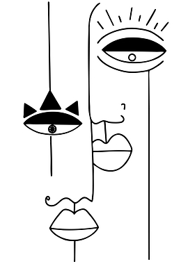 Abstract Face Line Art