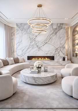 Luxurious modern living room with fireplace
