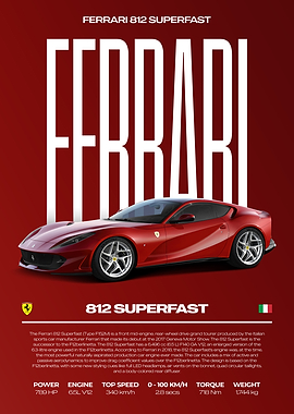 Ferrari 812 Superfast Car Poster