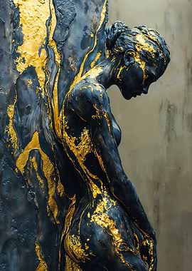 Black Gold Female Impasto Sculpture