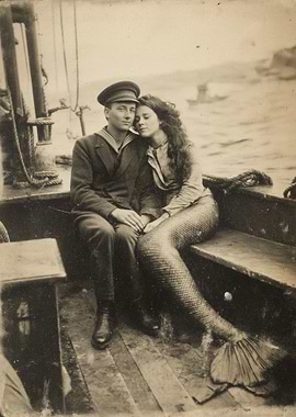 Sailor and Mermaid on a Boat