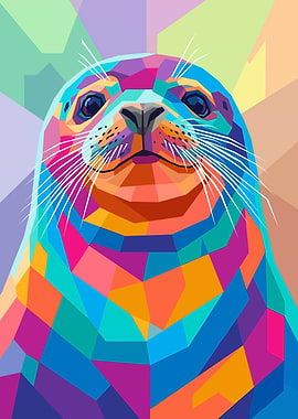 Colorful Geometric Seal Portrait