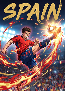 Spain Soccer Player Kicking Ball